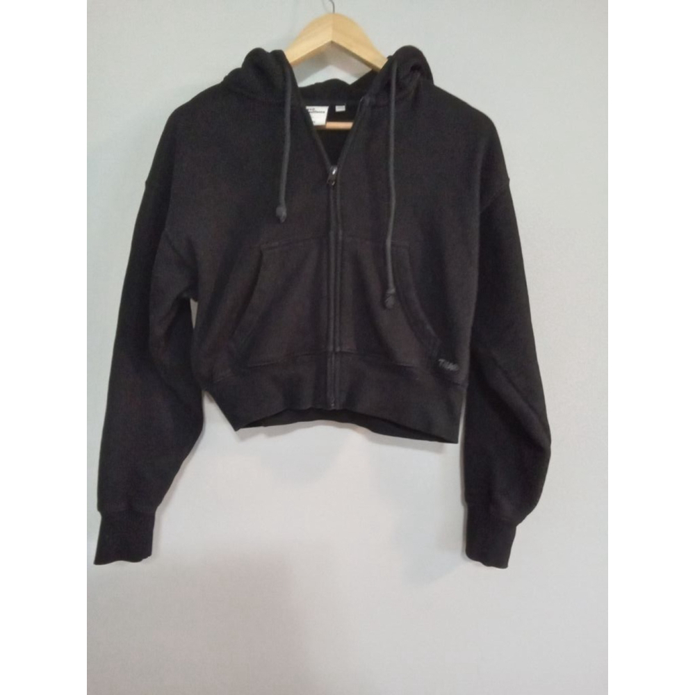 Women's TNA Sweatshirt Crop Boyfriend Fit   Hoodie 2XS Black